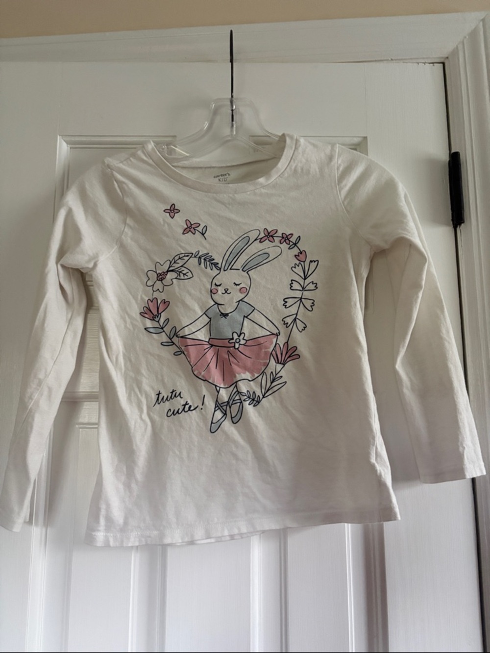 Carter’s Girls White Long-Sleeve Bunny Tutu Top, size 10